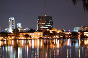 Orlando skyline at night.